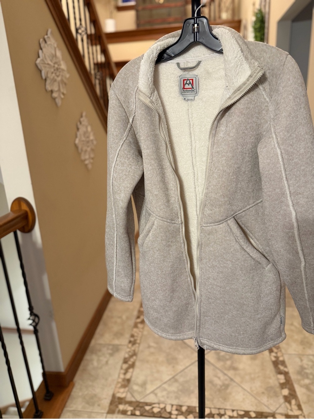 Avalanche Women’s M Tan Heathered Sherpa Lined Full Zip Sweater Jacket